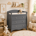 thumbnail image 2 of Ktaxon 3-Drawer Changing Table, Infant Diaper Changing Station with Drawers, Safety Rails & Strap, Baby Changing Table Dresser for Nursery, Easy Assembly (Gray), 2 of 11
