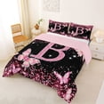 thumbnail image 2 of Manfei Lovely Initial Sequin Print B Full Size Comforter Sets,Pretty Butterfly Bedding Comforter Set,Pink,Pink Reversible,3pcs,1 Comforter and 2 Pillowcases, 2 of 7