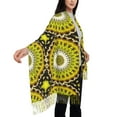 thumbnail image 5 of Cauagu Yellow Mandala Print Women Wrap Shawl tassels Scarves Retro Scarf 77.6"X28.3", 5 of 8