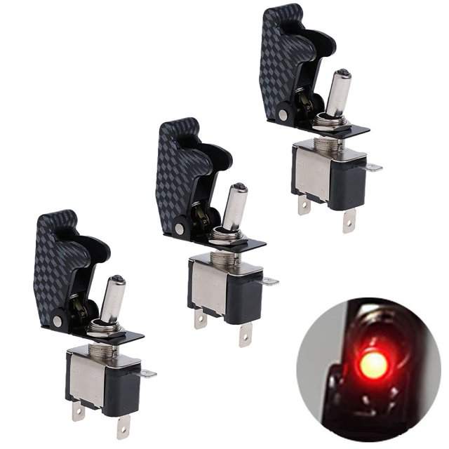 BTOER 3PCS Rocker Switch 12V 20A LED SPST On/Off Rocker Switch 3Pin Illuminated Switch