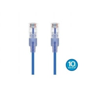 Monoprice SlimRun Cat6A Ethernet Patch Cable - Network Internet Cord - RJ45, Stranded, UTP, Pure Bare Copper Wire, 30AWG, 6in, Blue, 10-Pack