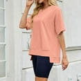thumbnail image 4 of Hduncf Women's Casual Loose T Shirts Oversized Tees Summer Short Sleeve Crew Neck Tunic Tops Basic Tee Shirt Pink M, 4 of 9