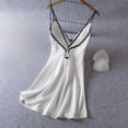 thumbnail image 5 of Loose Pajamas for Women Women's Lace Trim Nightgown Spaghetti Strap V-Neck Bowknot Slip Sleep Dress Summer Lightweight Nightdress with Built in Bras White M, 5 of 6
