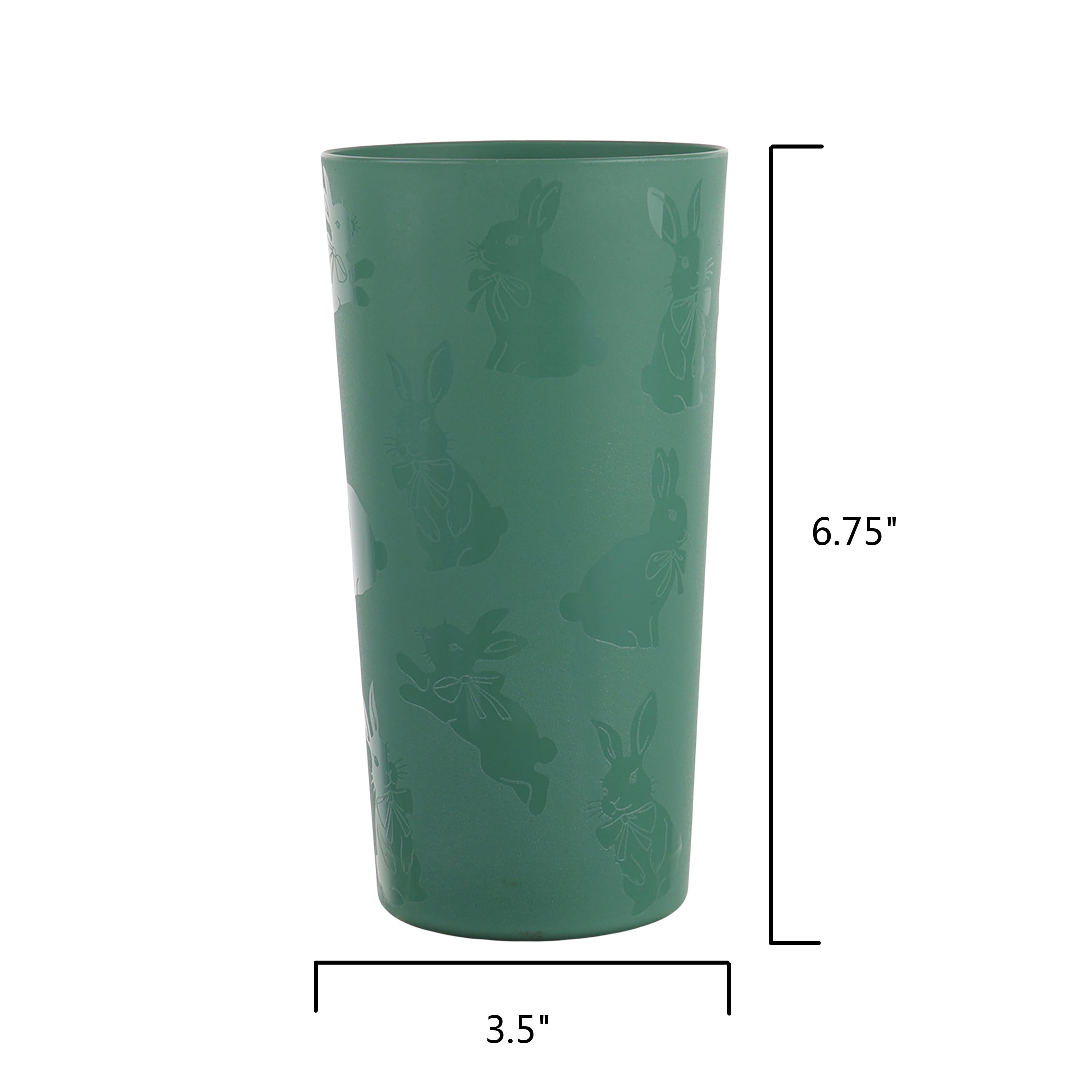 Mainstays 30-Piece Green Etched Easter Bunny Plastic Dinnerware Set, Includes 10 Plates, 10 Bowls, 10 Tumblers