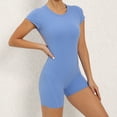 thumbnail image 5 of Wyongtao Women's Jumpsuits Short Sleeve Crew Neck Bodysuit Tops Basic Casual Tshirt Shapewear Bodysuits,Blue M, 5 of 8