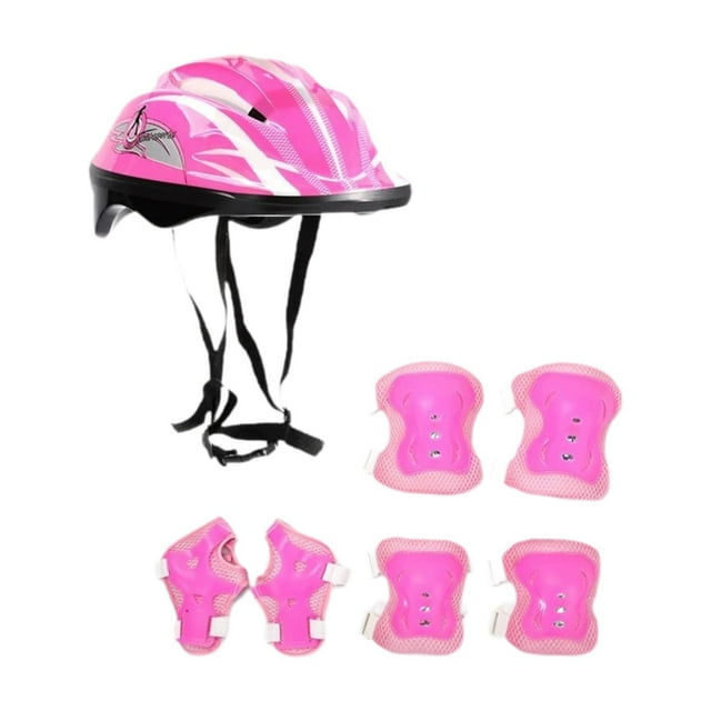 S SERENABLE Ensemble de Casque de Vélo pour Enfants Portable pour Planche à Roulettes Sports de Plein Air Patinage à Roues Alignées Rose