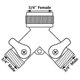 thumbnail image 2 of 3-Way Valve Brass Tee Splitter Female 3/4" Inch x Male 3/4" Inch x2 BSP Garden, 2 of 2