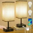 thumbnail image 4 of Bedside Table Lamps Set of 2 - Touch Nightstand Lamp for Bedroom with USB C+A Charging Ports & AC Outlets, 3-Way Dimmable Desk Lamp Grey Fabric Shade for Bedroom Living Room, Office(Bulb Included), 4 of 7