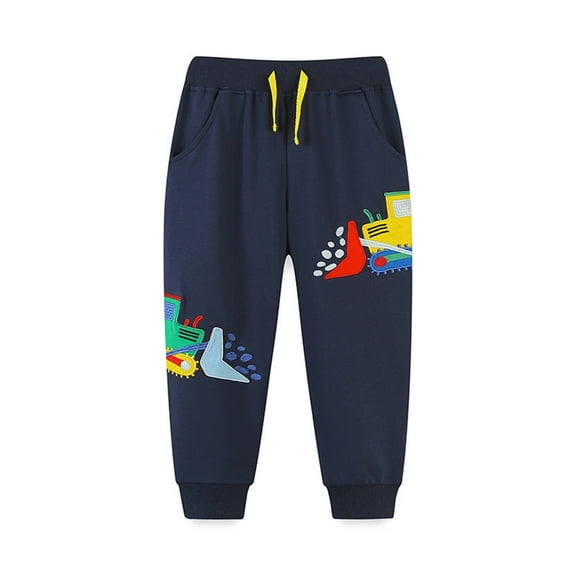 Cethrio Kids Boys Sweatpants, Cotton Printed Drawstring Casual Kids Jogger Pants Navy Size 2-7 T