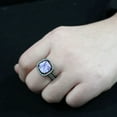 thumbnail image 5 of Black Stainless Steel Ring with AAA Grade CZ in Light Amethyst for Women Light Amethyst Stone Color Style TK3734 Size 6, 5 of 5