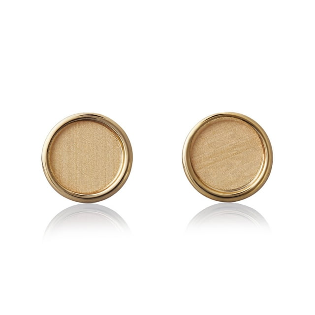 Aretes de oro 14k GIALLO Broquel Sol dorado amanecer de oro amarillo brillante y mate