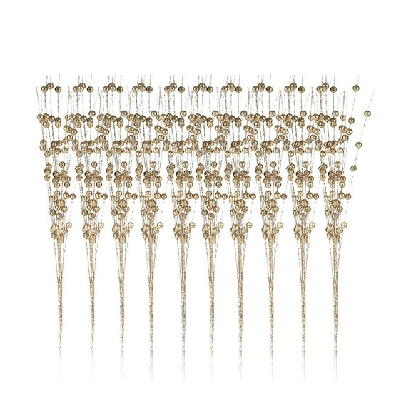EUDIDV Christmas Ornaments Christmas Decorations 10 Pc Per Set 42cm 12 Forked Gold Ball Christmas Tree Cuttings Christmas Bouquet Accessories Xmas Tree Decor