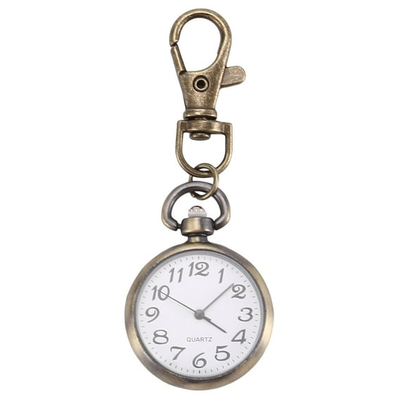 WQNZMADO Bronze Color Round Pendant Quartz Watch Pocket Keyring Ladies Gift Watch Xmas Gift