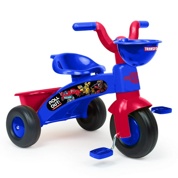 Transformers Toddler Tricycle with Basket, Easy-Pedal First Ride-On Bike for Kids