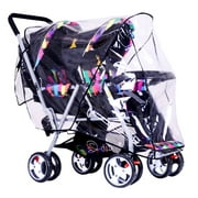Double Stroller Rain Cover Tandem Stroller Raincoat Baby Weather Shield Universal Size Waterproof Windproof