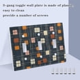 thumbnail image 3 of Yayeee Toggle Light Switch Wall Plate 3-Gang 6.37"x4.48" Decorative Outlet Cover, Orange Checkered Pattern, 3 of 7