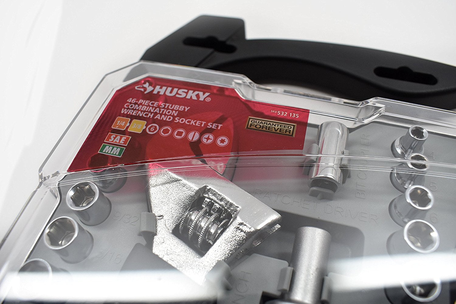 Husky H46PCSTS Stubby Set with Extendable Ratchet 46 Piece Ratchet adjustable wrench screwdriver and sockets