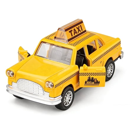 Unbranded 1:32 Scale Diecast Taxi Toy Vehicle for Kids 3+, Pull Back Car with Lights and Sound