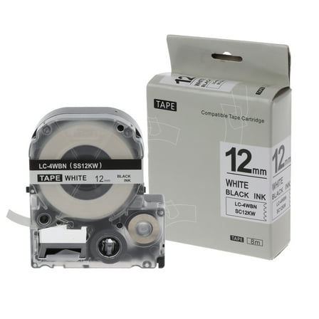 Black on White Label Tape Compatible for Label Tapes 12mm For LW-300 LW-40