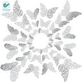 thumbnail image 2 of Deago 36Pcs 3D Hollow Butterfly Wall Decals Sticker Art Crafts Removable DIY Mural Set 3 Sizes for Bedroom Bathroom Living Room Home Decor (Silver), 2 of 7
