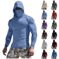 thumbnail image 4 of Men's Sun Protection Top Hooded Lightweight Breathable UV Protection Quick Dry Pullover Long Sleeve Summer Top, 4 of 4