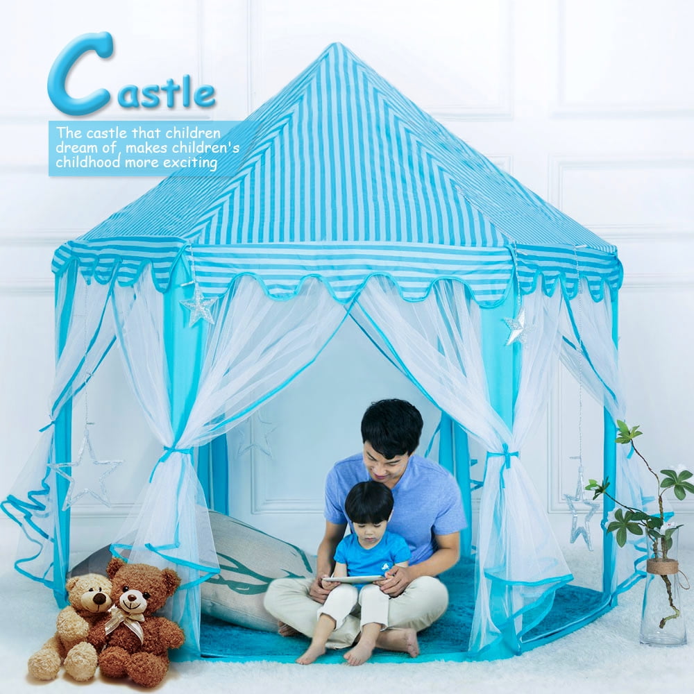 Kepooman Kids Play Tent, Large Princess Castle Playhouse for Children Indoor Outdoor, Toy Gift, Blue Kepooman Kids Play Tent, Large Princess Castle Playhouse for Children Indoor Outdoor, Toy Gift, Blue