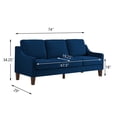 thumbnail image 2 of 3 Seat Sofa for Living Room, Upholstered Velvet Small Couch with Wooden Legs for Livingroom or Bedroom,Blue, 2 of 7