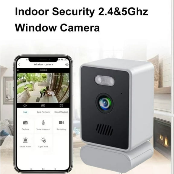 2K Window Camera,2.4GHz & 5GHz WiFi Indoor Cameras for Home Security with Al Color Night Vision,Person & Motion Detection,24/7 Recording,Easy & Quick Install