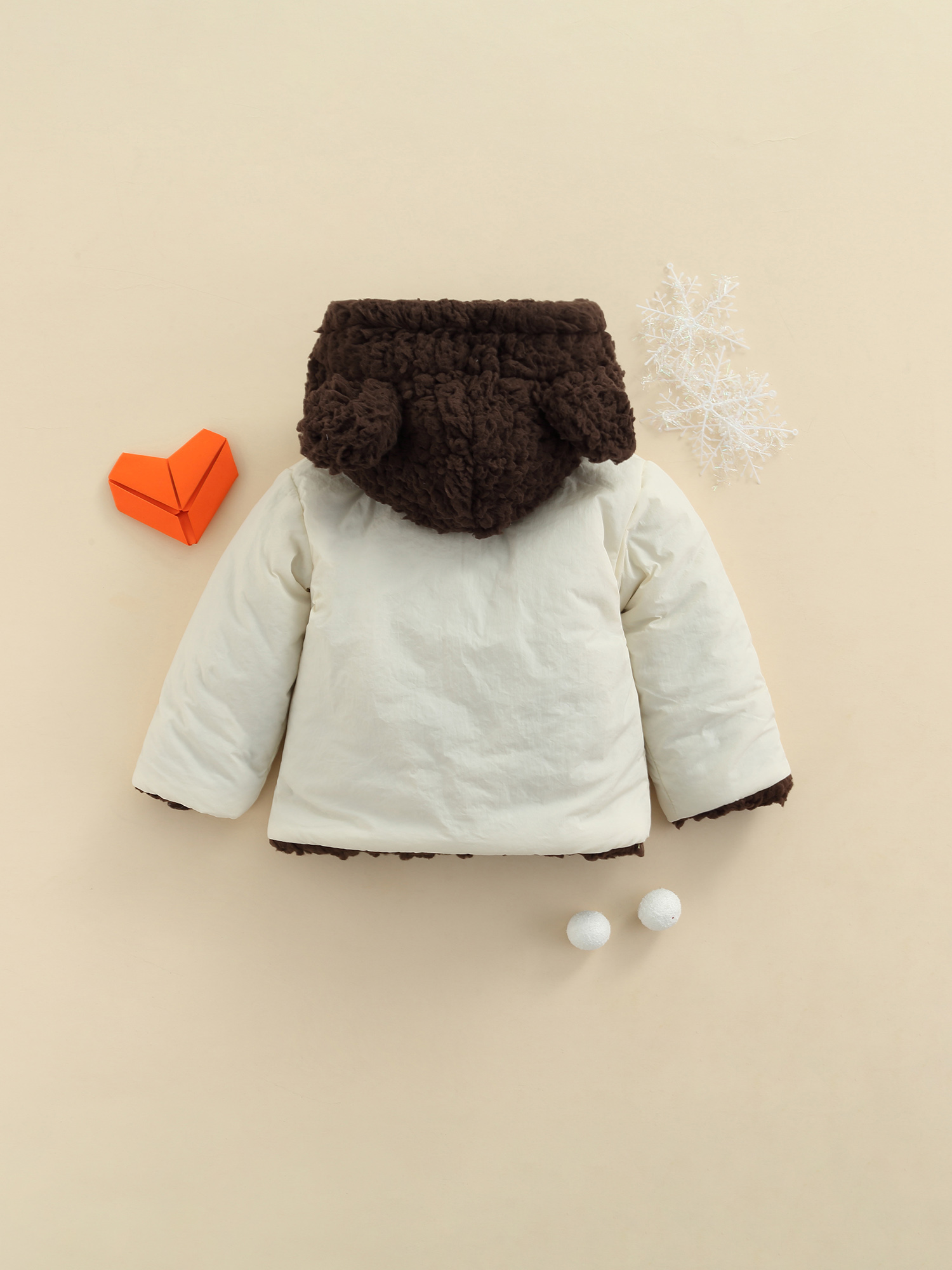 Seyurigaoka Unisex Babies Reversible Hooded Coat, Long Sleeve Button-down Wadded Jacket - image 4 of 8