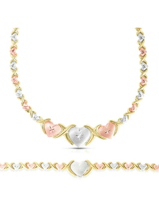 Uilita 2023 Fashion XOXO Jewelry Set for Women Teen Girls 14K Gold  Necklace/Rings/bracelet/Earrings Women's Gifts 4PCS/Pack