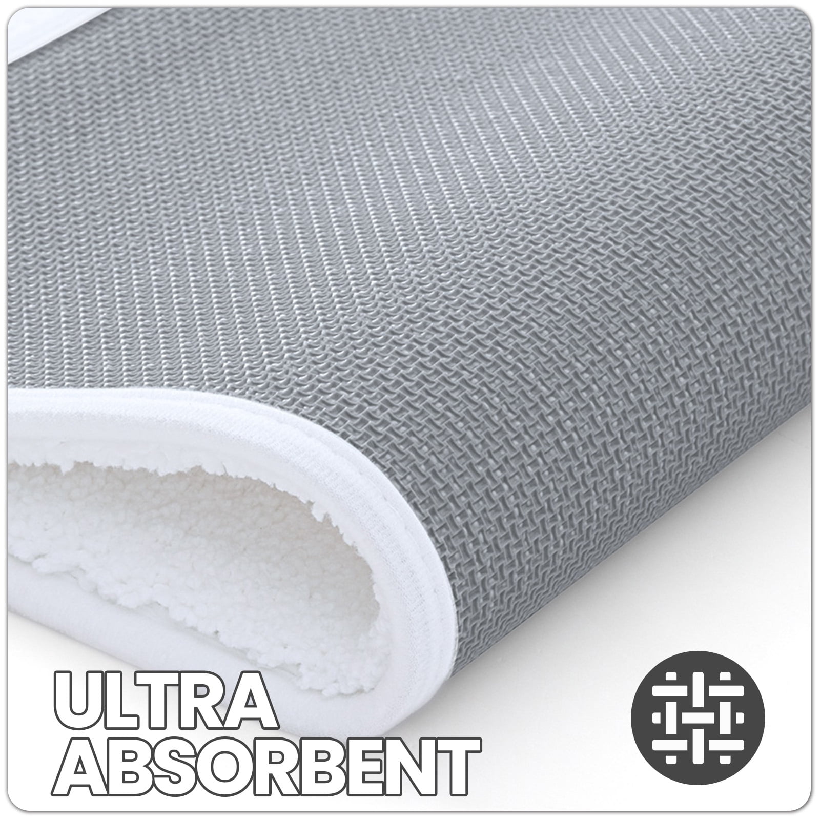 OEAKAY Soft and Plush Non-Slip White Microfiber Bath Rug, 24" x 16", Super Absorbent
