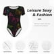 thumbnail image 4 of Balery Butterfly Body de cuello redondo de manga corta para mujer Tops de manga corta Tops básicos-Large, 4 of 7