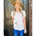 thumbnail image 5 of PRETTYGARDEN Women's Shirts Summer Casual Crewneck Lace Crochet Short Sleeve Blouses Cute Floral Print Loose Tunic Tops, 5 of 6