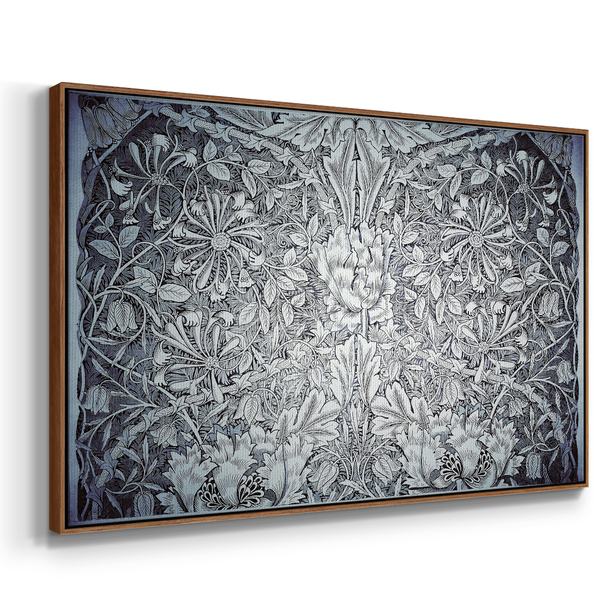 Vintage Abstract Print-LV Framed in Walnut Wood Gallery Wrapped Canvas 17 in. x 25 in.