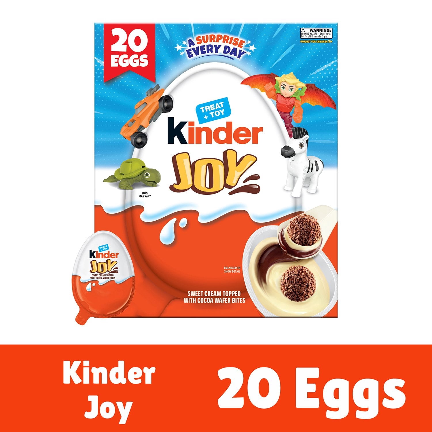 Kinder Joy White Chocolate Surprise Eggs, 0.7 oz 20 pk Pack of 2 with Serving Bowl by OMA