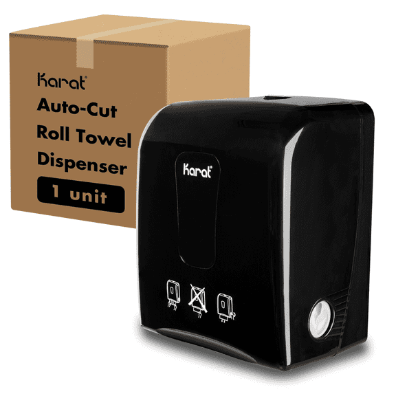 Karat Auto-Cut Roll Towel Dispenser, Black - 1 unit