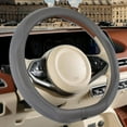thumbnail image 2 of Universal 15 Inch Nappa Leather Steering Wheel Cover, Advanced Microfiber Leather Non-Slip Breathable Fabric, Warm in Winter and Cool in Summer, Gray-D-Shape, 2 of 9