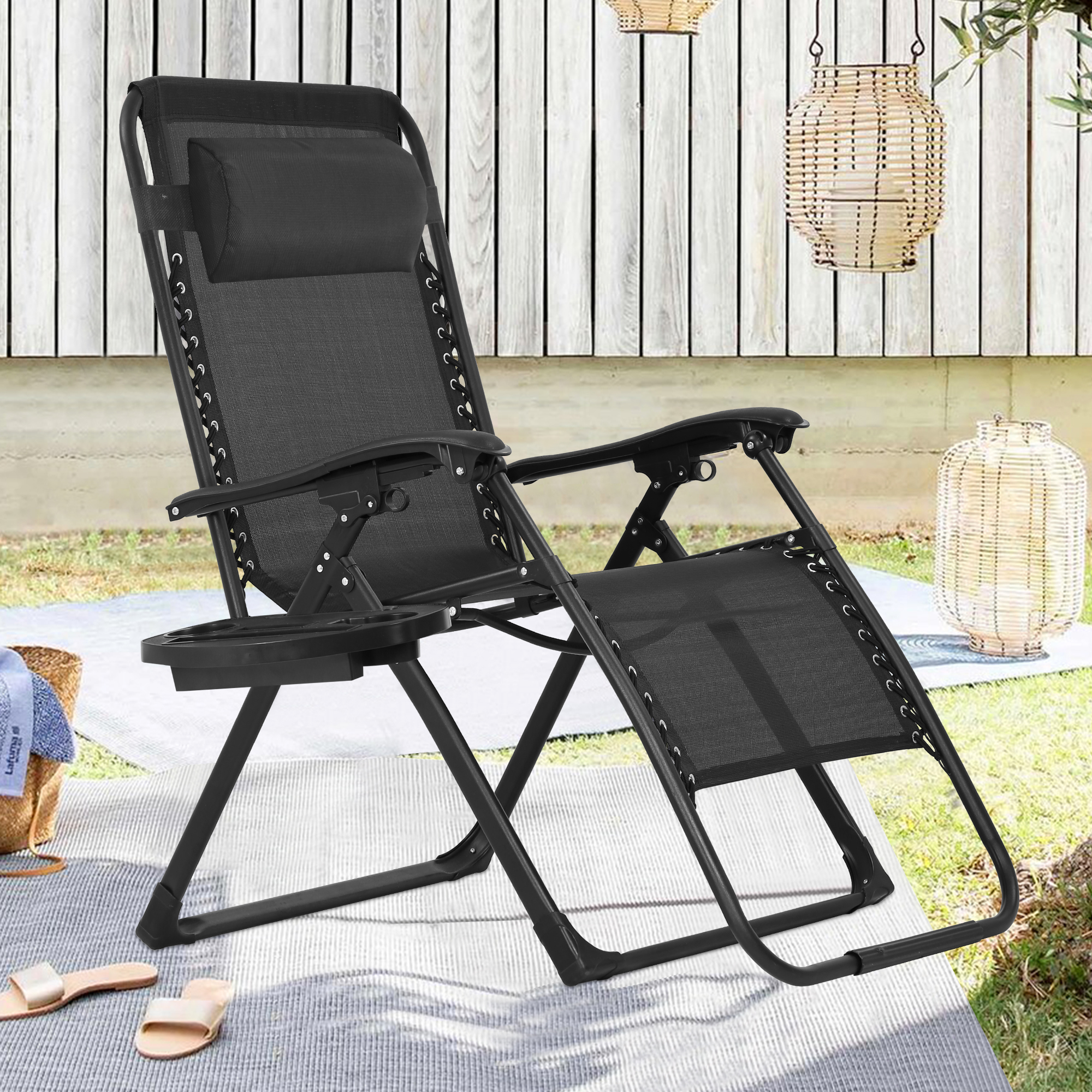 Portable Zero Gravity Chair 1 pack, Adjustable Patio Chair Lawn Chair