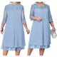 thumbnail image 3 of Vestido de con Bordado Floral y 1/2 para Invitada de Boda, Talla Grande, para Mujer. Azul 2XL, 3 of 6