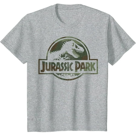 

Jurassic Park Camo Fossil Logo Graphic Youth T-Shirt for Boy Girl Kids Toddler Sport Grey Color Size 5/6