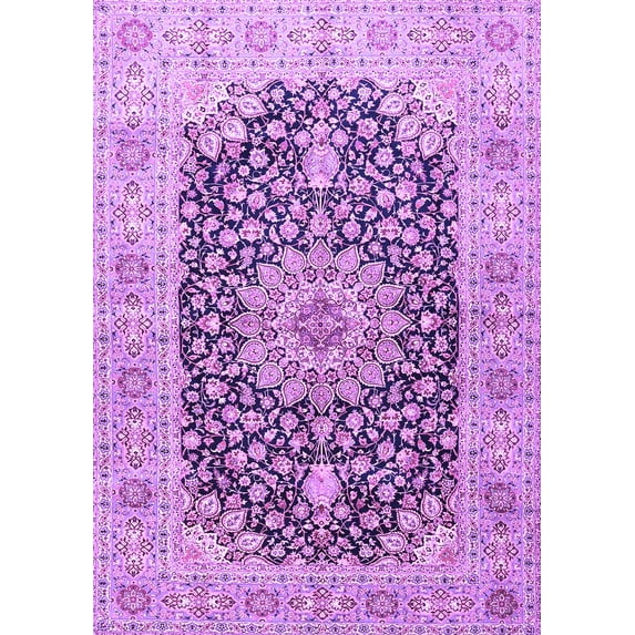 Ahgly Company Indoor Rectangle Medallion Purple Traditional Area Rugs, 5' x 7'