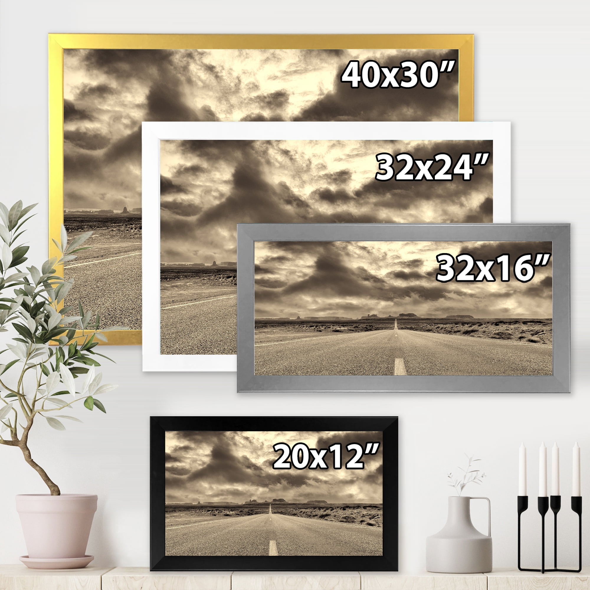 Designart 'The Straight Road To Monument Valley' Traditional Framed Art Print
