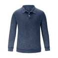 thumbnail image 4 of HOMADLES Long Sleeve Shirts for Men Pique Golf Shirt Button Loose Casual, Pullover Shirt Navy 5XL, 4 of 6