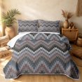 thumbnail image 2 of Erosebridal Vintage Geometric Bed Spread Queen, Traditional Wave Stripe Queen Coverlet Set, Charcoal Mauve Slate 3-Piece, 1 Quilt and 2 Pillowcases, 2 of 7