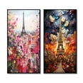 thumbnail image 2 of Designart "Paris in Bloom Vintage Collage Delight" City Paris Framed Wall Art Set Of 2 - Traditional Pink Gallery Wall Frame Set For Home Decor, 2 of 6