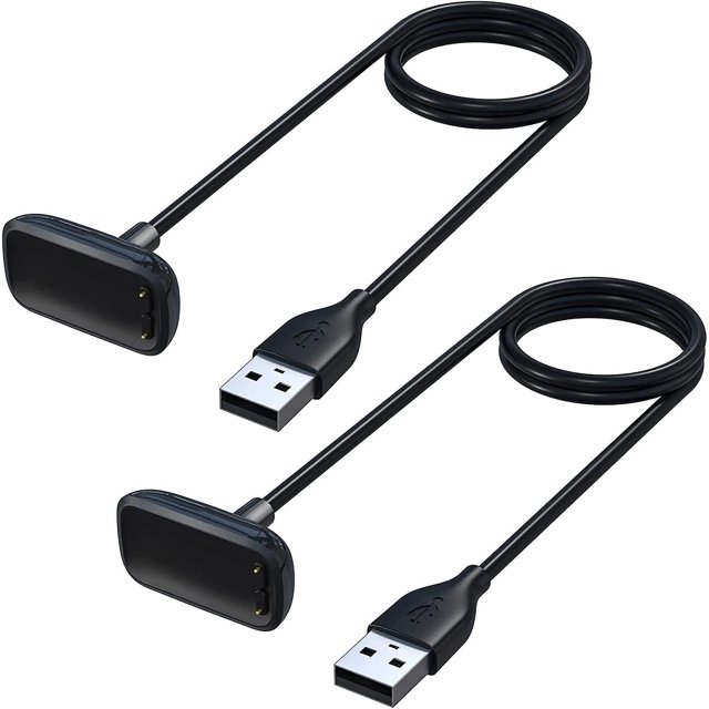 Paquete de 2 cables de carga compatibles con cargador Fitbit Luxe/fitbit Charge 5, soporte de base de carga USB de repuesto duradero de 3,3 pies para Fitbit Char