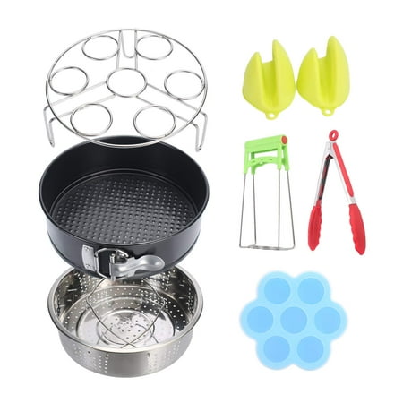 - 7-Piece Accessories for Instant - Silicone Egg Bites Mold, Non-Stick Springform Pan, Steamer Basket, Egg Steamer Rack, Silicone Kitchen Tongs, Mini Mitts Fits 5,6,8Qt Instant Pot Pressure Cooker