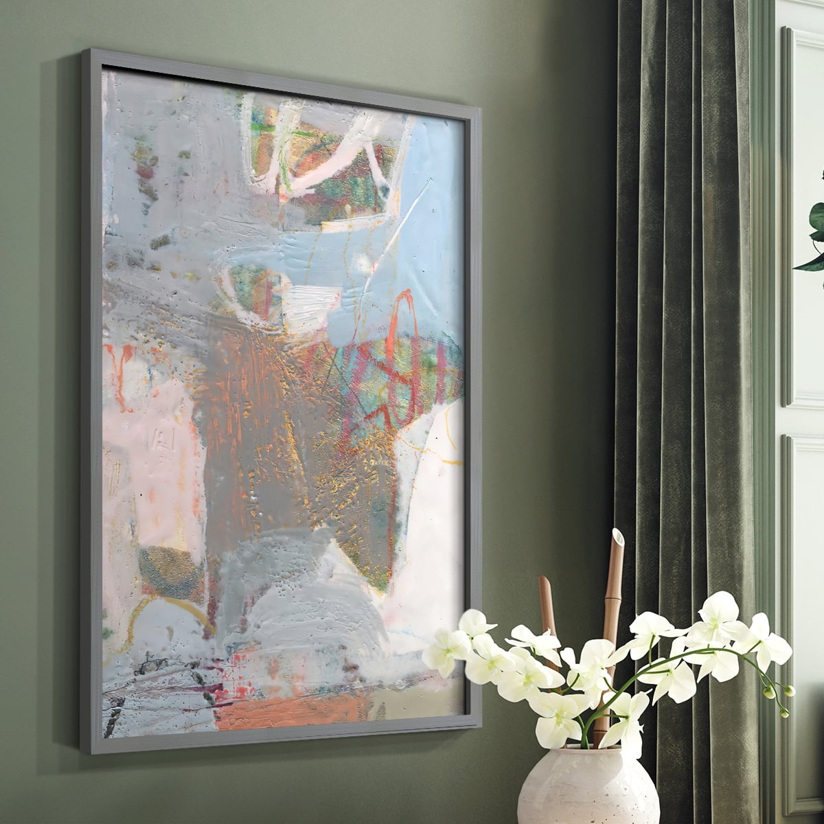 Minim II in Gray Solid Wood 11 x 14 Framed Print
