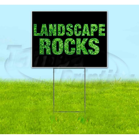 Landscape Rocks (18" x 24") Yard Sign, Includes Metal Step Stake