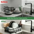 thumbnail image 6 of Luckytree Dish Drying Rack with Drain Board Utensil Cup Holder Space-Saving Dish Strainer Kitchen Counter Organizer, 6 of 13